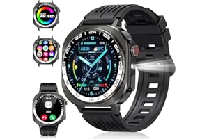 SOUDORV Smartwatch Uomo Donna,1.43" AMOLED Orologio Fitness con Chiamate Bluetooth,130+ Sportive Fitness Tracker LED Torcia/Contapassi/Sonno/Cardiofrequenzimetro, IP68 Impermeabile Smart Watch per Android iOS