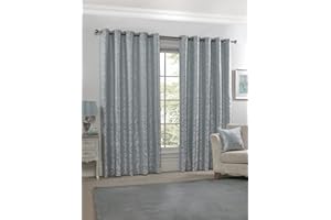 Emma Barclay Eden - Lined Eyelet Jacquard Curtains in Duck Egg - Width 66 x Drop 72" (168 x 183cm)