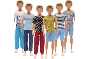 Miunana 20 Accessorios para Ken Muñecas12 Pulgadas 30 - 32cm: 5 Vestidos + Auriculares + Computadora + 3 PCS Zapatos (Blanco + Negro + Rubio) + Guitarra + 9 Accesorios