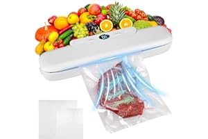 ALTUEEY Vacuum Sealer, Automatic Food Vacuum Sealer Machine for Sous Vide Cooking with 10 Sealer Bags, Air Sealing System for Food Preservation, One-Touch Sealing for Dry & Moist Food, Camping, Home