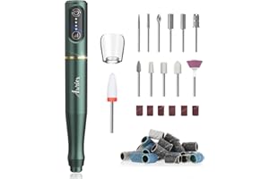 Fresa per unghie in gel, Auriox set per manicure e pedicure a batteria lima elettrica per unghie, fresa per unghie in gel con USB ricaricabile, 25000u/min, fresa per unghie (verde smeraldo)