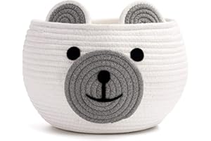 TIMEYARD Storage Basket, Toy Storage, Baby Basket for Nursery, Bear Gift Baskets for Kids,Small Empty Baby Shower Baskets with Handles, 26.6 x 21.6 cm, Light Brown