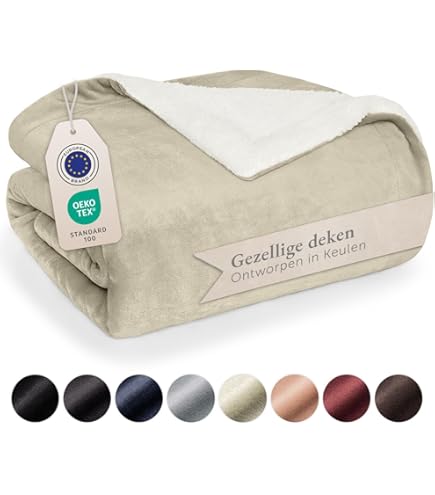 Kono Sherpa Fleece plaid deken 150 x 200 cm zachte, knusse pluizige omkeerbare microvezel effen dekens voor bedbank (grijs, twin/dubbel