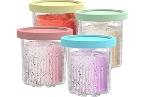 SWBSLL 4 Stück Für Ninja Ice Cream Pint, Creami Deluxe Pint-Behälter passend für Ninja Creami 11-in-1 Eismaschine, Nc500 Nc501 Pints fasst 680 ml, Für Ninja BPA-Frei Creamy Deluxe (A)