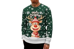 Générique Pull De Noël Homme Le Père Imprimé Moche Décontracté en Tricot pour Doux, Sweater 3D Impression Moche Jumper Rigolo Pull Over Noel Sweat-Shirt Merry Christmas Sweatshirt