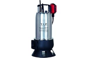 T.I.P. Maxima 400 SX Pompe Submersible pour Eaux Usées en Inox Débit 24000 l/h Hauteur de Refoulement 9 m Pression d'eau 0,9 bar Puissance nominale 950 W Roue VORTEX en fonte Couleur Noir Argent