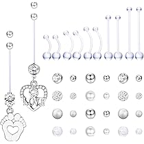 Petit Piercing De Nombril De Grossesse Avec Boule En Acier Chirurgical Argenté 6 G Pour Femmes Et Filles, Métal