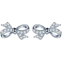Infinite U Orecchini A Perno Argento 925 - Forma Farfalla E Fiocco Con Zirconia - 2