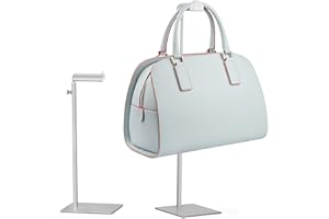 FNG8 Porta Borse Regolabile [2pz] - Espositore da Terra per Borse e Gioielli, Supporto Borse in Acciaio Inossidabile - Altezza Regolabile, Base Stabile - Argento Metallizzato Lucido