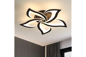 Dorlink LED Ceiling Light, 60W 5400LM Modern Design Ceiling Lighting, 5 Lights Living Room Ceiling Light Acrylic Black Flower Fittings Ceilings for Bedroom, Kitchen, Dining Room 3000K Warm White