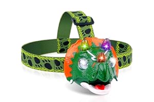 DX DA XIN Dinosaurier Stirnlampe für Kinder, Dino Spielzeug LED Kopflampe mit Gebrüll Sound mit 3 Modi, Taschenlampe für Lesen Laufen Camping Wandern Angeln 3 4 5 6 7 8 9 10+ Jahr Junge Mädchen
