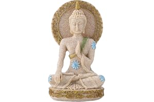 JENNGAOO Figurka modlącego się Buddy, Fengshui piaskowiec statuetka Buddy medytacja Budda spokojna dekoracyjna figurka do domu biura na blat do jogi zen dekoracja