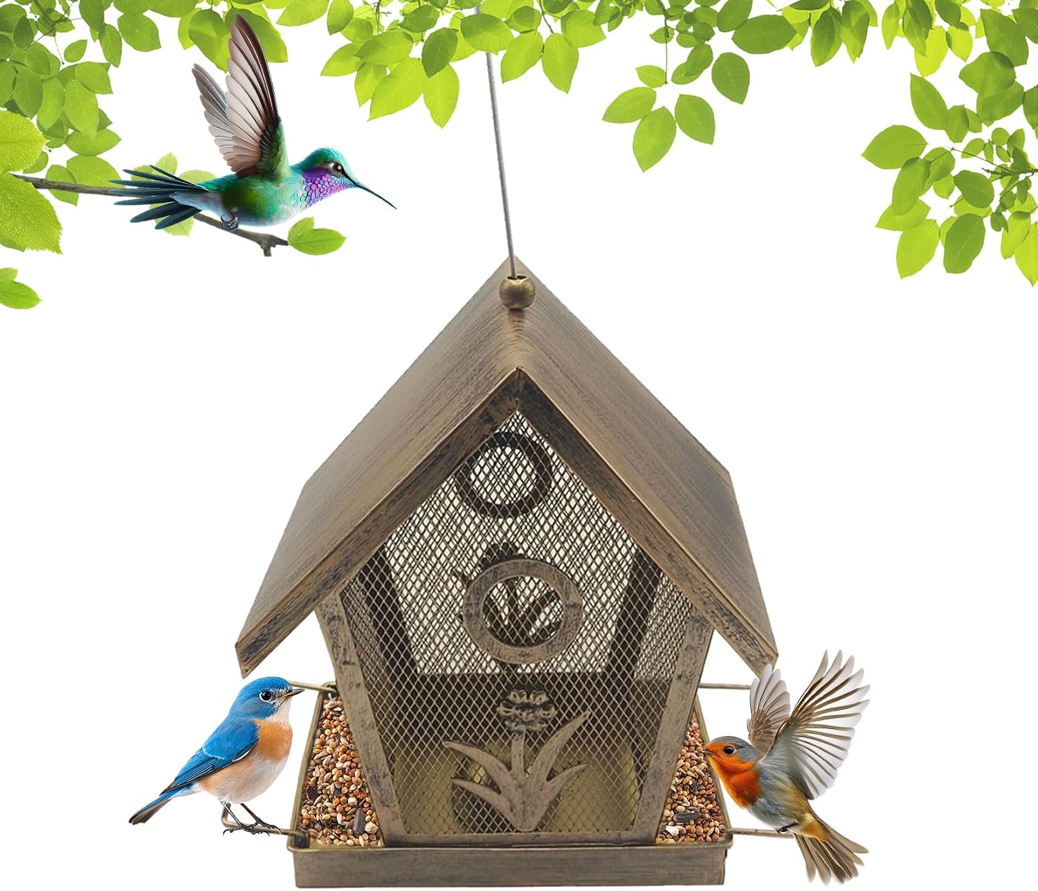 SCBOY Comedero pajaros Exterior Alta Resistencia a la Intemperie comederos para pajaros Gran Capacidad Bird Feeder para Exteriores Jardín Patio Traspatio