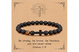 YOTHIWAD Christian Bracelet for Men Women,Natural Stone Bracelets with Inspirational Card Faith Cross Bracelet Birthday Christmas Gifts for Men Women