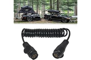 Yeeliv 13-Pin to 13Pin Coiled Extension Cable Trailer Cable, 1.5M Cable Wiring Connector 12V Plug Socket, Electric Trailers Trailer Plug Adapter 13 Pin for Trailer Boat Trailer Tractor caravan