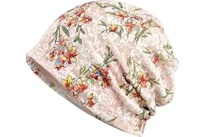 YONKINY Gorro Quimioterapia Para Mujer Verano Sombrero Algodón Transpirable Turbante Gorro Flor Impresión Gorra De Noche Hip-Hop Slouch Beanie Hat Para Al Aire Libre Running