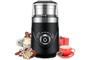 TWOMEOW Coffee Grinder, Adjustable Electric Spice Grinder with Stainless Steel Blade and Removable Grinding Cup for Coffee Beans, Nuts, Spices, Grains, Herbs 80g