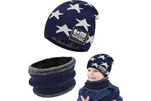 LXYYDS Berretto Invernale per Bambini, Set di Cappello e Scaldacollo, Cappello a Berretto Spesso + Sciarpa Set, Elastico in Maglia Beanie cap Scaldacollo, Cappelli Beanie Ragazzo Ragazza
