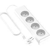 Garza Power &ndash; 4-Outlet Power Strip without Switch and with Ground Socket | Multiple Thief of 1.4 Meters | Up to 3680W | Child
