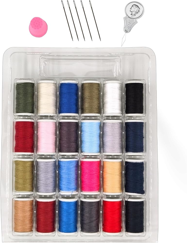 Ceysa Store Dikiş Nakış Kiti, 24 Adet Dikiş İpi Seti, 5 Adet Dikiş İğnesi, İp Geçirici, Yüksük, İplik Seti (Set-1)