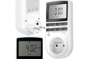 ‎RETOO Retoo programator czasowy: cyfrowy elektryczny programator czasowy do gniazdka do użytku wewnątrz, wyświetlacz LCD, programator tygodniowy, 10 konfigurowalnych programów, tryb 12/24h, biały