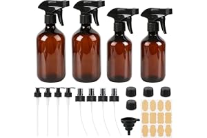 JBUYIAN 4 stycken sprayflaskor, rengöringsflaska, sprayflaska, påfyllningsflaska med 300 ml 500 ml kapacitet, flera tillbehör