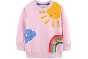 LANGUBABY Mädchen Sweatshirt für Kinder Weihnachten Cartoon Pullover Baumwolle Langarm Top Größe 92-122, 1-7 Jahre