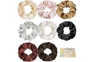 Kavya Zestaw gumek do włosów Scrunchies satynowa gumka do włosów, wielokolorowa opaska do włosów, jedwab, miękkie i gładkie włosy, ozdoba do włosów, prezent dla kobiet, 8 szt