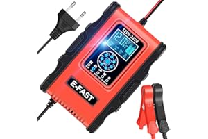 YDBAO Inteligentna ładowarka 12A 12 V / 24 V Automatyczna ładowarka samochodowa z ekranem dotykowym LCD i wieloma zabezpieczeniami dla akumulatorów ołowiowo-kwasowych/AGM/żel/EFB