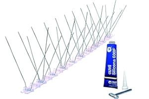 BIRD-TECH TM 3 mètres de Pics Anti Pigeons Bird-Tech en Acier Inoxydable + 1 Silicone Transparent. Fabriqué en UE