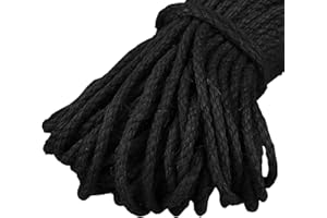 Uiopa 5mm Jute Rope, 10m Natural Twine String Thick Garden Twine Hemp Rope Hessian Craft String for DIY Cat Scratcher, Decorative Crafts, Gardening, Bundling, Gift Package (Black)