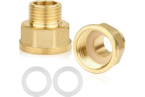 SVALOR 3/4" Female to 1/2" Male BSP Thread Brass Hex Bushing Reducing Connector,3/4” Female to 1/2” Male Adapter,for Water, Gas, Pipe Connecting Conversion with Sealing Rings