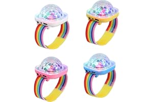 ‎LANCOON Lancoon Disco Ball Licht, Tragbare Mini Tragbare LED Lampe Nacht Stroboskop Uhr Armband USB Aufladen Sprachgesteuert mit Saugnapf für Kind Party Auto Tanzen DJ Club(Rosa/Gelb/Blau/Weiß)