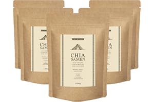 ‎NATURACEREAL Chia Samen 5kg - Superfood, 100% Natürlich, Vegan & Vegetarisch, Glutenfrei, Ohne Gentechnik, Ideal für Smoothies, Joghurts & zum Backen