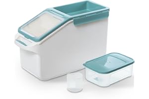 Citylife Pet Food Storage Container, Dog Food Container with Wheels & Measuring Cup, Airtight, BPA-Free, Top Flip, Cat Food Containers for Dry Food, Green, XL