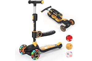 ‎BREMTOY BremToy Kinderroller mit Sitz, Tretroller mit PU Rädern, Kinder Scooter mit Höhenverstellbarem Lenker, Faltbarer Kinder Roller für Kinder 1-8 Jahren