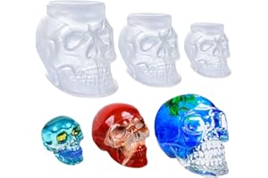 SILICANDO Skull Silicone Mold for Resin, 3PCS Large Skull Shape Mold, Epoxy Resin Skeleton Mold, Silicone Molds for Epoxy Resin, Candle Making, Home Decor, Large + Medium + Small