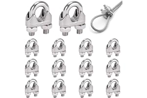ZFRITP 14 Pcs Morsetti Cavo Acciaio,Fermacavo In Acciaio Inox Clip 304, Forma A U Morsetto Per Fune Metallica,Morsetti Per Filo Stendibiancheria,Adatta Per Cavi In ​​Acciaio Ø 4 Mm.