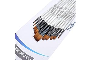 Silithus Paint Brushes 12 Pieces Set, Professional Fine Tip Paint Brush Set Round Pointed Tip Nylon Hair artist acrylic brush for Acrylic Watercolor Oil Painting (Flat)