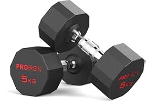 PROIRON Manubri Gommati da 3 a 24 kg -Pesi Palestra in Acciaio Anti collisione per Body Building, Pesistica Fitness, Allenamento (Paio o Singolo)