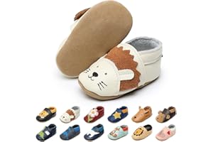 EDOTON Krabbelschuhe Baby LederLauflernschuhe Mädchen mit weichen Wildledersohlen Lederschuhe Baby Jungen Mädchen Hausschuhe 0-24 Monate