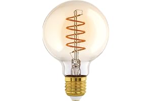 ‎EGLO EGLO E27 Lampe dimmbar, Spiral LED Glühbirne Globe, Vintage Leuchtmittel für Retro Beleuchtung, 8 Watt (entspricht 60 Watt), 806 Lumen, warmweiß, 2700 K, Edison Birne G95, Ø 9,5 cm
