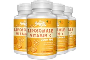 YAPILA Vitamine C Liposomale 2000 Mg Gélules(4 Paquets), Absorption Maximale, Dosage élevé en Vitamine C, Acide Ascorbique, Complément Antioxydant, Sans Soja, Non-GMO