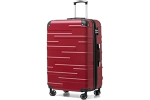 COOLIFE Valise Grande Taille Grand Chariot Rigide 77x54x30 cm Valise Extensibles ABS avec 4 roulettes Pivotantes 360° Cadenas TSA Poignée télescopique (Pourriture Spinelle, 77cm)