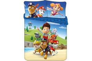 Aymax - Juego de cama doble, diseño de patrulla, funda nórdica de 200 x 200 cm y 2 fundas de almohada de 65 x 65 cm, microfibra