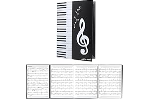 EMODWEY 4 Seitig Notenordner Aufklappbar, Notenmappe Faltbar, für Klavier, Gitarre, Violine, Musiknotenhalter und Präsentationsmappe, Schwarz, für Musiker und Studenten