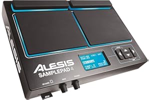Alesis Sample Pad 4 - MultiPad Sampler et Déclencheur de Samples et Percussions, Ultra Compact avec 4 Zones Sensibles, 25 Sons de Kit Batterie, Lecteur de Carte SD/SDHC, Effets et Sortie USB/MIDI