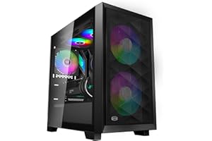 PCCOOLER C3D310 PC Case, Case per PC da gaming M-ATX, 2 ventole PWM ARGB da 120 mm preinstallate, Pannello laterale in vetro temperato, Case ad alto flusso d'aria MATX/ITX, Nero