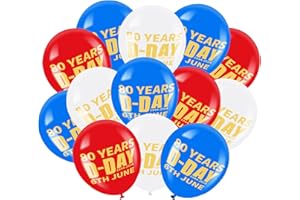 sesameless 36Pcs D Day 80th Anniversary Decorations Balloons,1977-2024 Normandy Landings Balloons,10inch Balloons D Day Decorations with Three Colors,UK D Day for Soldier Army