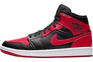 Nike Mens Air Jordan 1 Mid Banned - 554724 074 - Black Red White (8 UK, 8)